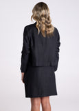 TWO-T's</p>Crop Tweed Linen Jacket with Fringe</p>(Black)