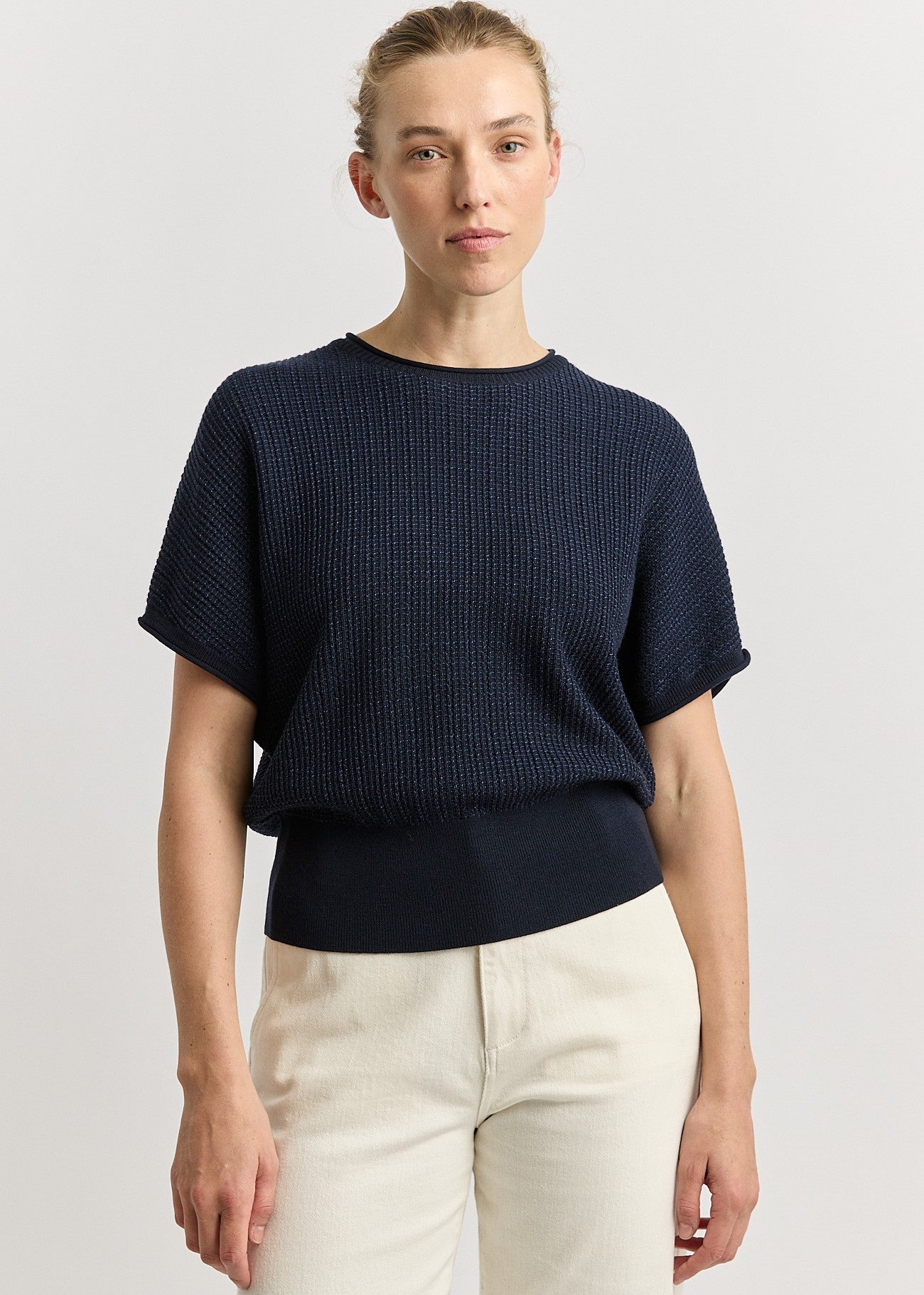 Toorallie</p>Pointelle Knit Dolman</p>(French Navy)