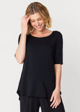 Tani</p>Elbow Sleeve Relaxed Top</p>(Black)