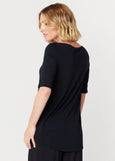 Tani</p>Elbow Sleeve Relaxed Top</p>(Black)