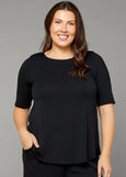 Tani</p>Elbow Sleeve Relaxed Top</p>(Black)