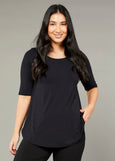 Tani</p>Elbow Sleeve Relaxed Top</p>(Black)