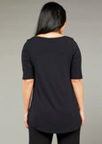 Tani</p>Elbow Sleeve Relaxed Top</p>(Black)