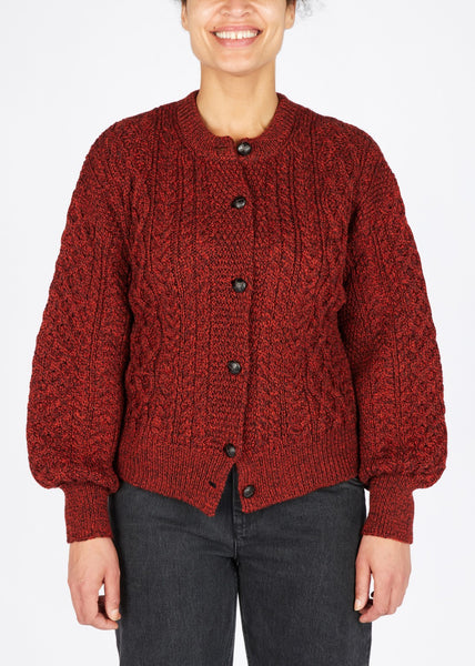 IrelandsEye</p>Clover Cropped Aran Cardigan</p>(Sable Marl)
