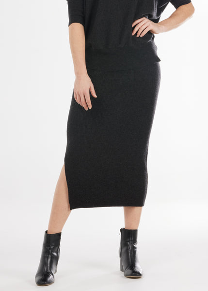 SALE  |  Mae</p>Kinsley Ribbed Skirt</p>(Graphite)