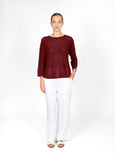 Mae</p>Horizontal Knit Dolman Pullover</p>(Coffee)