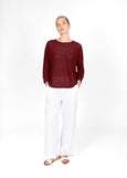 Mae</p>Horizontal Knit Dolman Pullover</p>(Coffee)