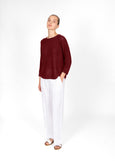 Mae</p>Horizontal Knit Dolman Pullover</p>(Coffee)