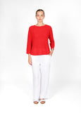 Mae</p>Horizontal Knit Dolman Pullover</p>(Grapefruit)