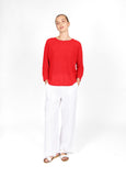 Mae</p>Horizontal Knit Dolman Pullover</p>(Grapefruit)