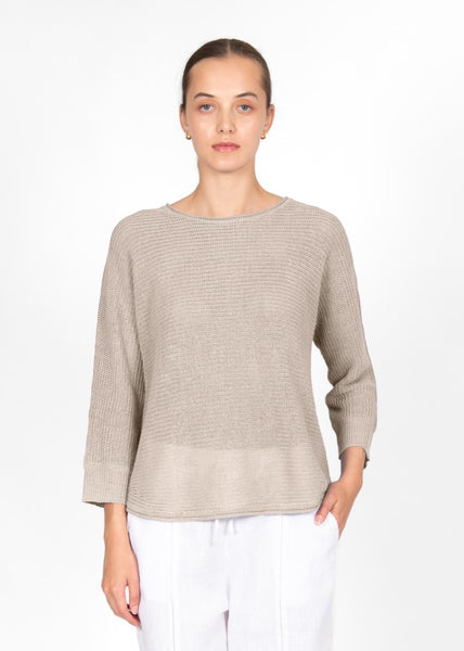 Mae</p>Horizontal Knit Dolman Pullover</p>(Natural)