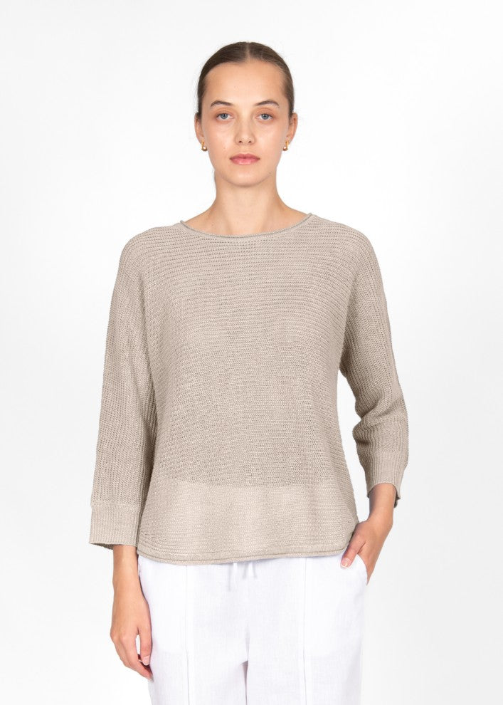 Mae</p>Horizontal Knit Dolman Pullover</p>(Natural)