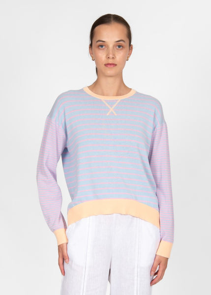 Mae</p>Stripe Pullover with Curve Hem</p>(Peach Combo)