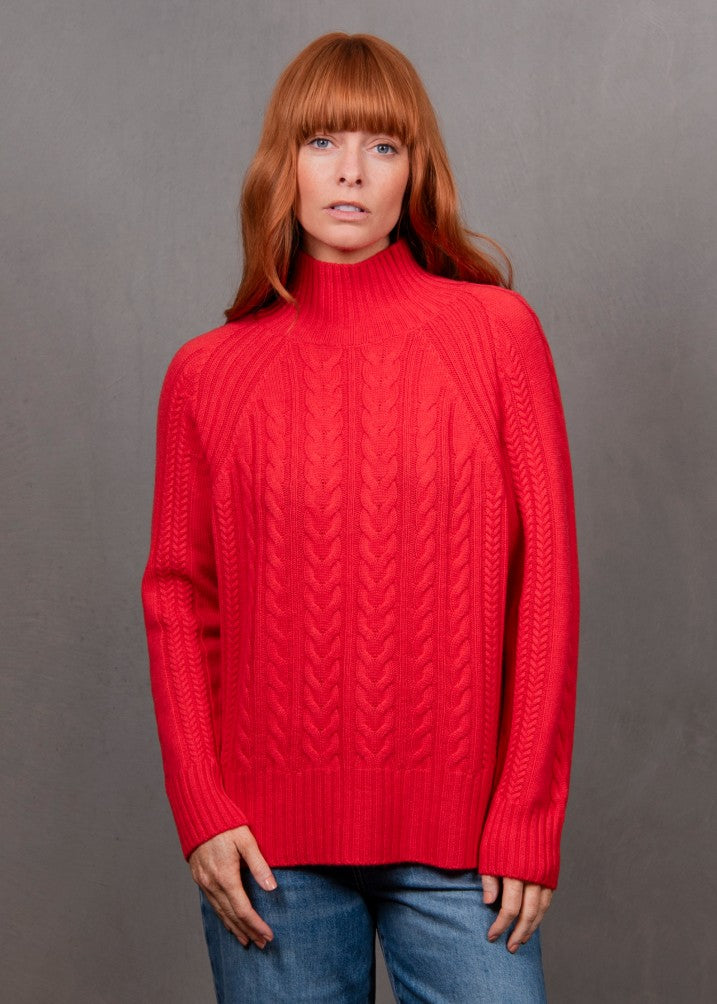 Mae</p>Cable Raglan Pullover</p>(Cayenne)