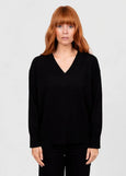 Mae</p>V-Neck Pullover with Links Trim</p>(Black)