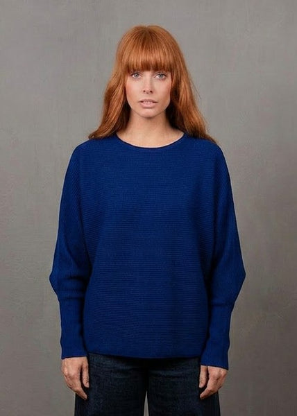 Mae</p>Dolman Rib Pullover</p>(Carbon Blue)