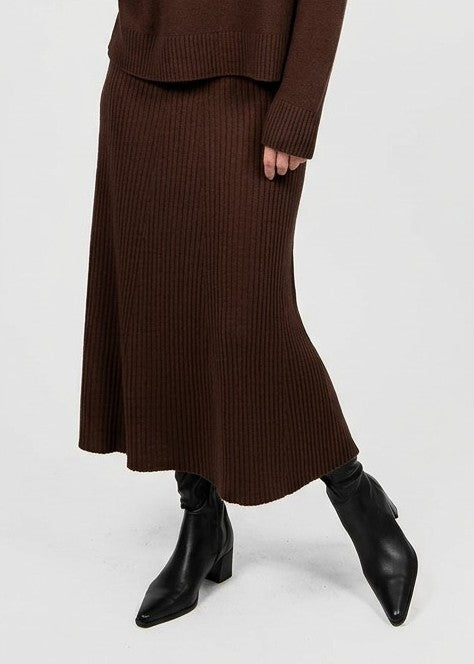 Mae</p>Sophie Panelled Flared Skirt</p>(Chocolate)