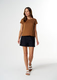 Cloth+Paper+Scissors</p>Front Split Crew Neck Tee</p>(Fox)