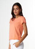 Cloth+Paper+Scissors</p>Front Split Crew Neck Tee</p>(Peach)