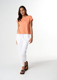 Cloth+Paper+Scissors</p>Front Split Crew Neck Tee</p>(Peach)