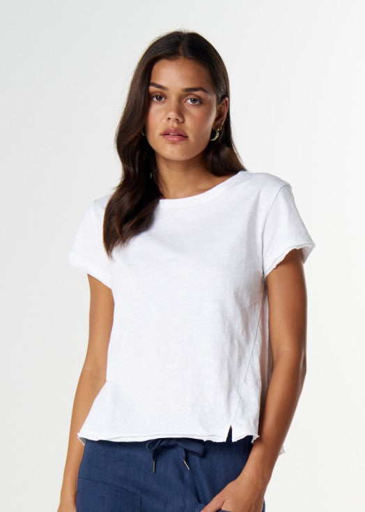 Cloth+Paper+Scissors</p>Front Split Crew Neck Tee</p>(White)