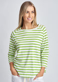 Cloth+Paper+Scissors</p>Stripe 3/4 Sleeve Raglan Tee</p>(White / Greenery)