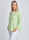 Cloth+Paper+Scissors</p>Stripe 3/4 Sleeve Raglan Tee</p>(White / Greenery)