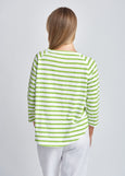 Cloth+Paper+Scissors</p>Stripe 3/4 Sleeve Raglan Tee</p>(White / Greenery)