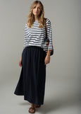 Cloth+Paper+Scissors</p>Stripe 3/4 Sleeve Raglan Tee</p>(White/Parisian Navy)