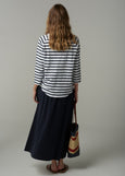 Cloth+Paper+Scissors</p>Stripe 3/4 Sleeve Raglan Tee</p>(White/Parisian Navy)