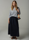 Cloth+Paper+Scissors</p>Stripe 3/4 Sleeve Raglan Tee</p>(White/Parisian Navy)