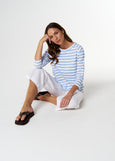Cloth+Paper+Scissors</p>Repeat Offender 3/4 Sleeve tee</p>(White/Skyway Blue)
