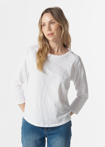 Cloth+Paper+Scissors</p>3/4 Sleeve Raglan Tee</p>(White)