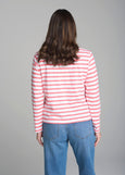 Cloth+Paper+Scissors</p>Straight Cut Stripe Tee</p>(White / Coral)