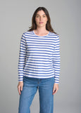 Cloth+Paper+Scissors</p>Straight Cut Stripe Tee</p>(White / Limoges Blue)