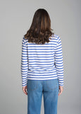 Cloth+Paper+Scissors</p>Straight Cut Stripe Tee</p>(White / Limoges Blue)