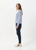 Cloth+Paper+Scissors</p>Straight Cut Stripe Tee</p>(White / Limoges Blue)