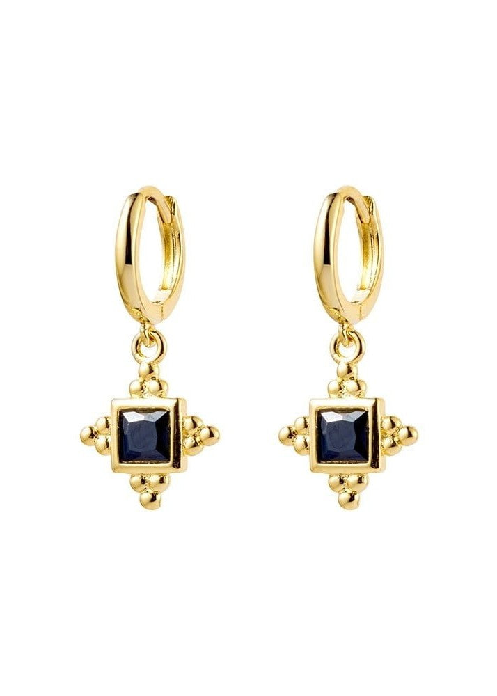 Mae</p>Bijou Black Huggie Earring</p>(Gold Plated Sterling Silver)