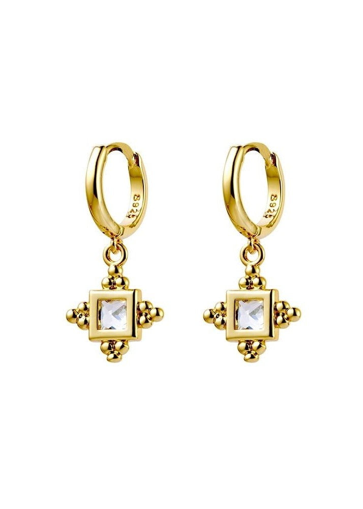 Mae</p>Bijou Clear Huggie Earring</p>(Gold Plated Sterling Silver)