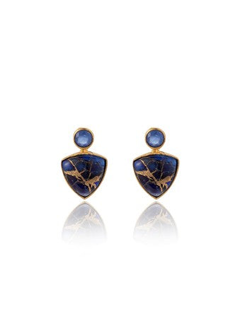 Mae</p>Blue Stud Earring</p>(Gold Plated Brass)