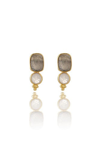 Mae</p>Stone Double Drop Earrings</p>(Gold Plated)
