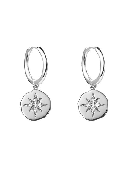 Mae</p>Star Disk Huggie Earring</p>(Sterling Silver)