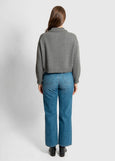 Mae</p>Funnel Neck Cropped Cardigan</p>(Mid Grey)
