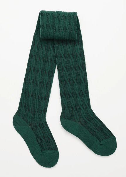 Lamington</p>Merino Cable Knit Tights</p>(Forest)