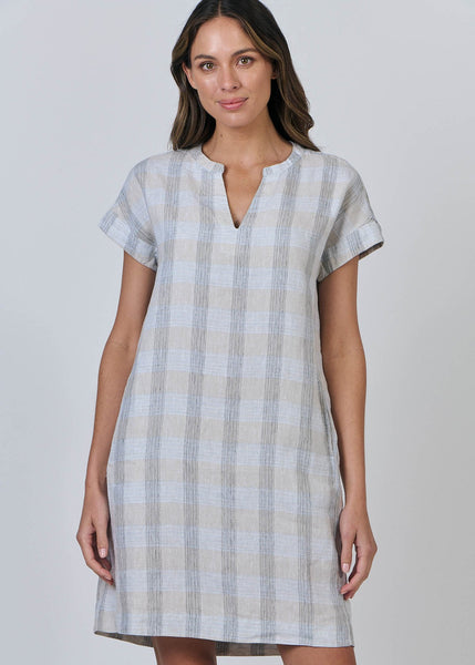 Naturals by O&J</p>Cap Sleeve Linen Dress</p>(Mesh)