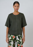 Naturals by O&J</p>Contrast Stitch Top</p>(Topiary)