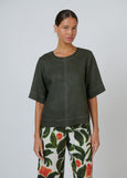 Naturals by O&J</p>Contrast Stitch Top</p>(Topiary)