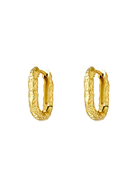 Mae</p>Beaten Hoop Earring</p>(Gold Plated Sterling Silver)