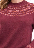 Harley Of Scotland</p>Fairisle Yoke Crew Neck Sweater</p>(Claret)