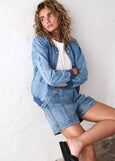 Kireina</p>Sabrina Bomber</p>(70's Blue with Check Stitch)